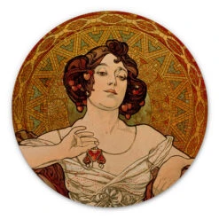 Wall Circle Wood Mucha - Gemstones Ruby