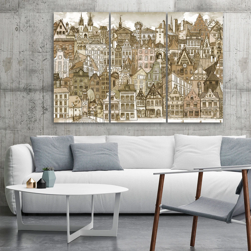 3 Piece Canvas Print, Happy City - Image 2