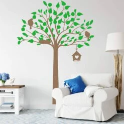 Wall Sticker Tree With Birdhouse 2-colours