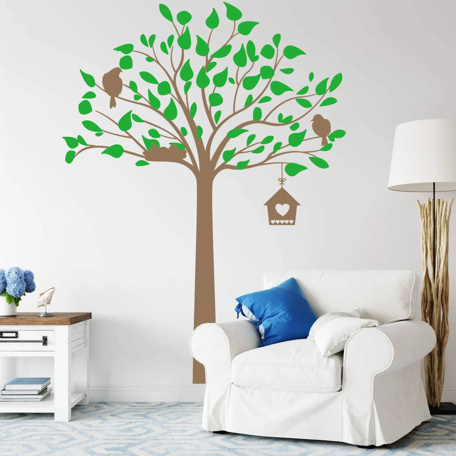 Wall Sticker Tree With Birdhouse 2-colours