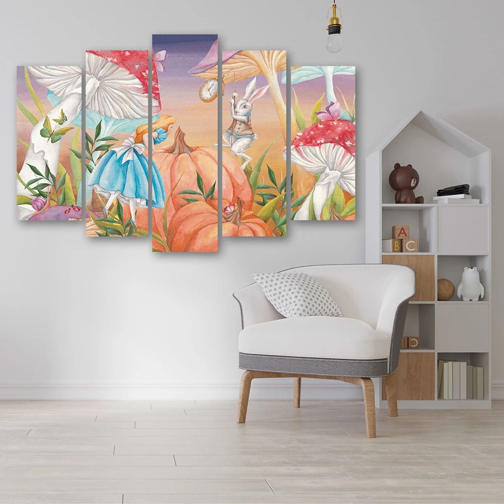 5 Piece Canvas Print, Little Alice In The Land Of Wonders - Image 2