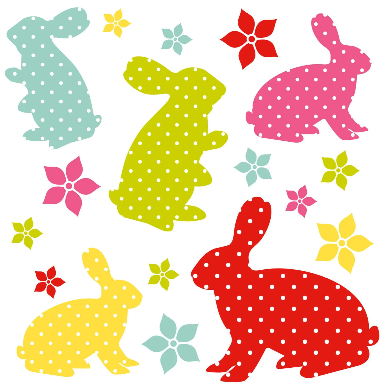 Bunny Set Colours Wall Sticker - Image 2