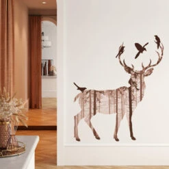 Deer Silhouette Brown Wall Sticker