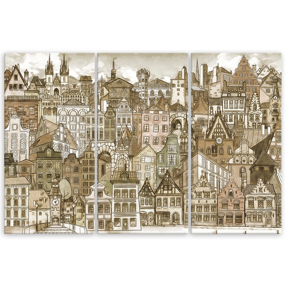 3 Piece Canvas Print, Happy City - Image 3