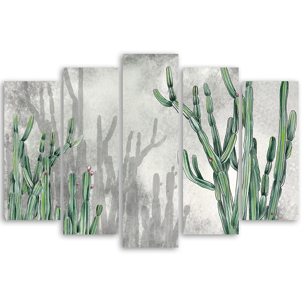 5 Piece Canvas Print, Large Desert Cactus - Image 3
