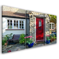 3 Piece Canvas Print, Street House City