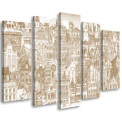 5 Piece Canvas Print, Happy City