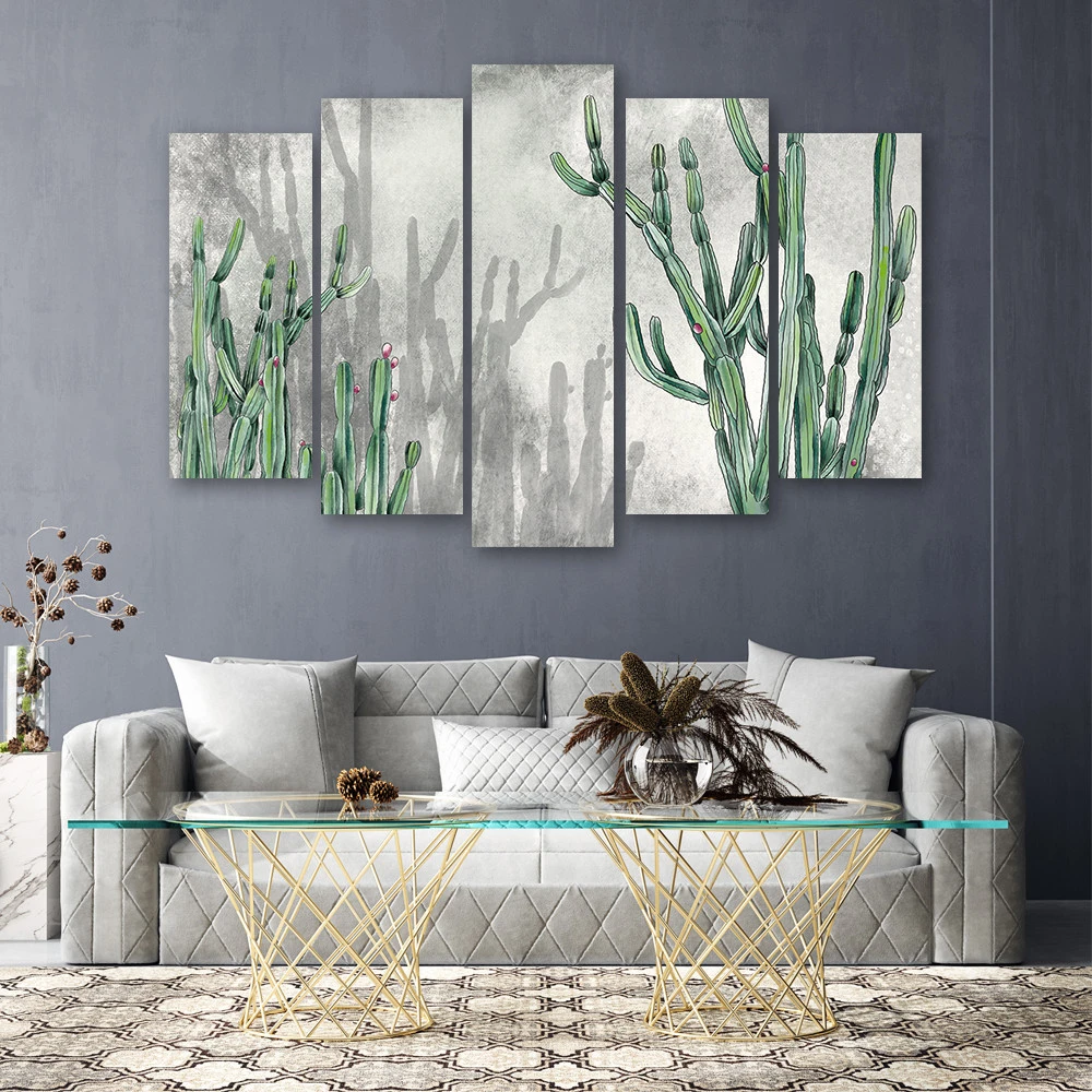 5 Piece Canvas Print, Large Desert Cactus - Image 2
