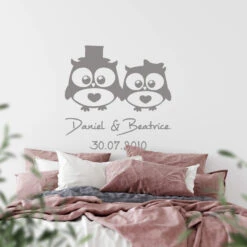 Wedding Owls + Names Wall Sticker