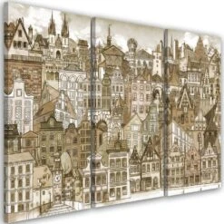 3 Piece Canvas Print, Happy City