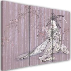 3 Piece Canvas Print, Traditional Japanese Geisha