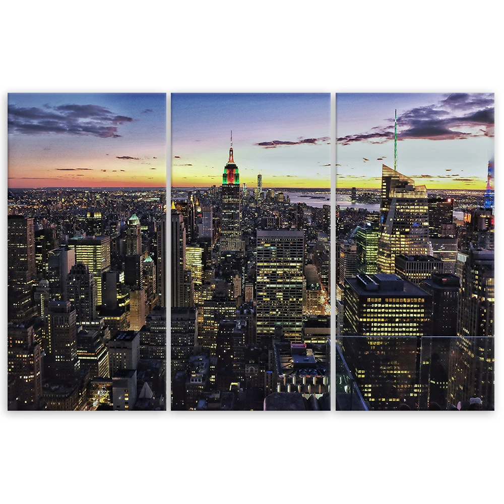 3 Piece Canvas Print, New York City Night - Image 3
