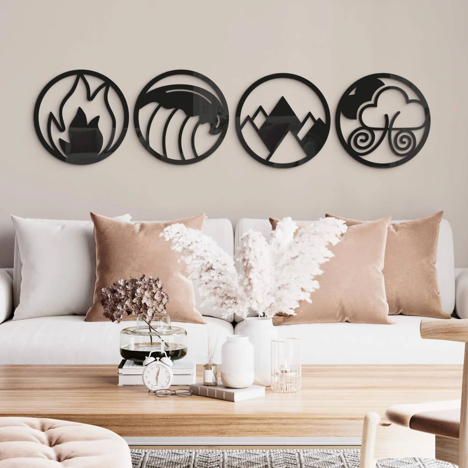 Wall Decoration Four Elements - Fire Water Earth Air (4 Parts)