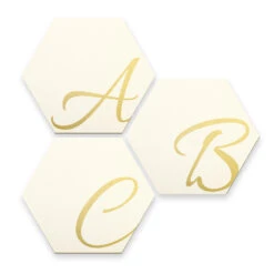 Hexagon Letters - Alu-dibond Gold Effect White