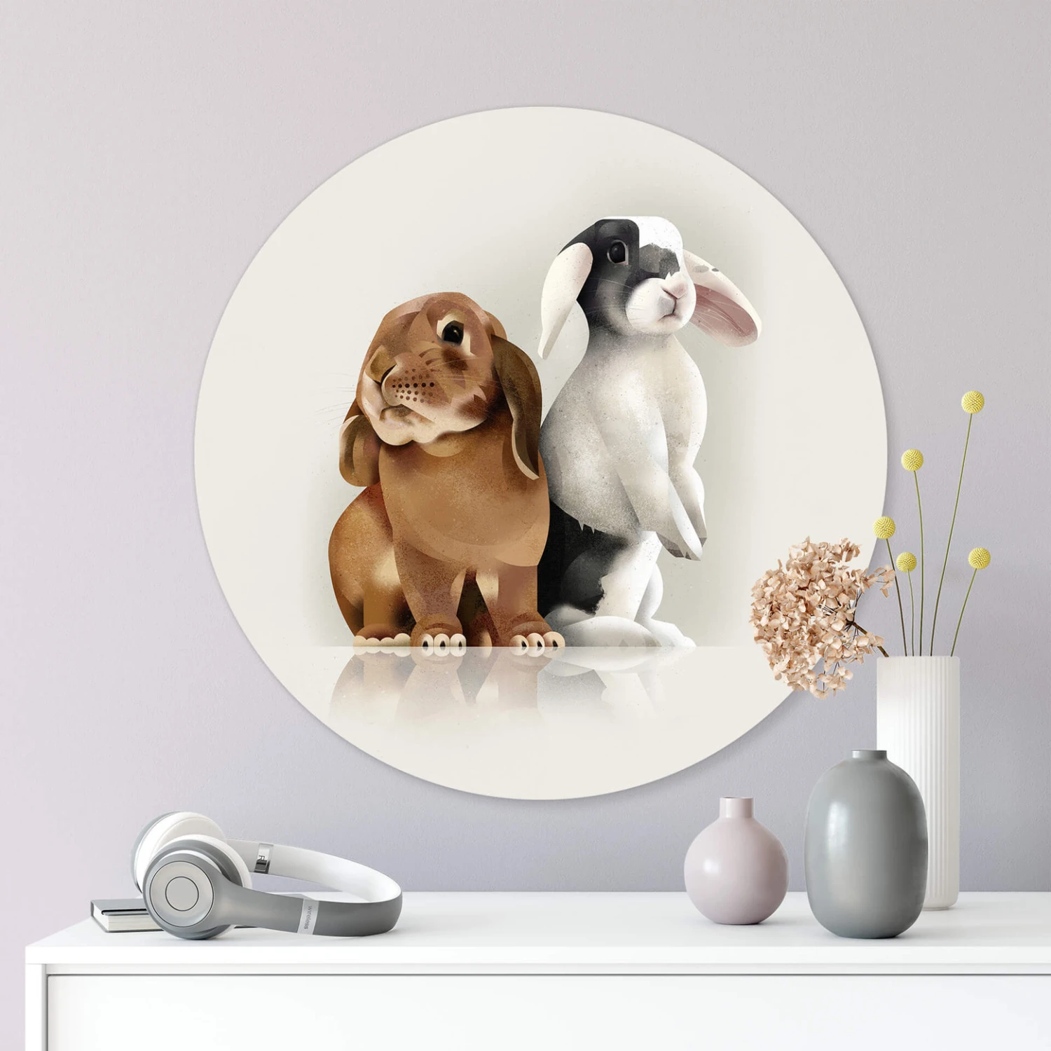 Alu-Dibond Wall Circle Braun - Bunny Love - Image 2