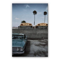 Alu-Dibond Silver Effect - Ochlich - Retro School Bus