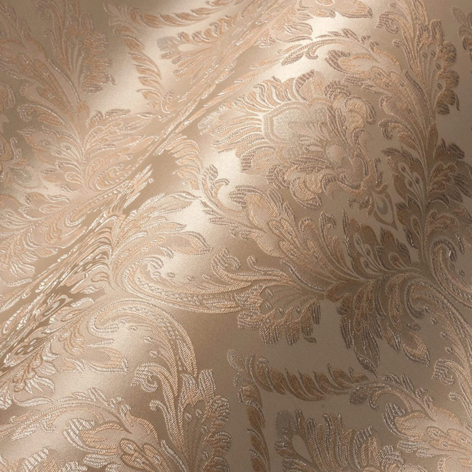 Architects Paper, Di Seta Fleece Wallpaper With Ornaments, Baroque, Orange, Beige, Metallic - Image 4
