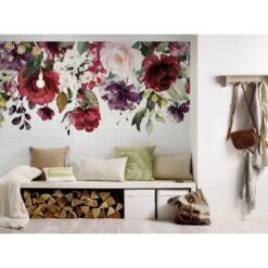 Non-woven Wallpaper Designwalls In Colourful And White Non-woven Wallpaper Mural Roses