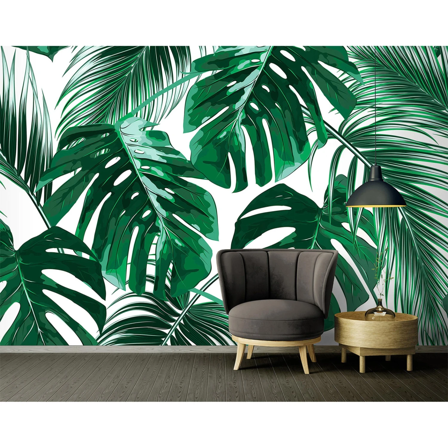 Designwalls Wallpaper In Green And White Non-woven Wallpaper Palm Leaves Palms 0