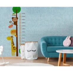 Non-woven Wallpaper Kids Grow Stick Lion Butterfly Photo Wallpaper Designwalls In Blue And Brown