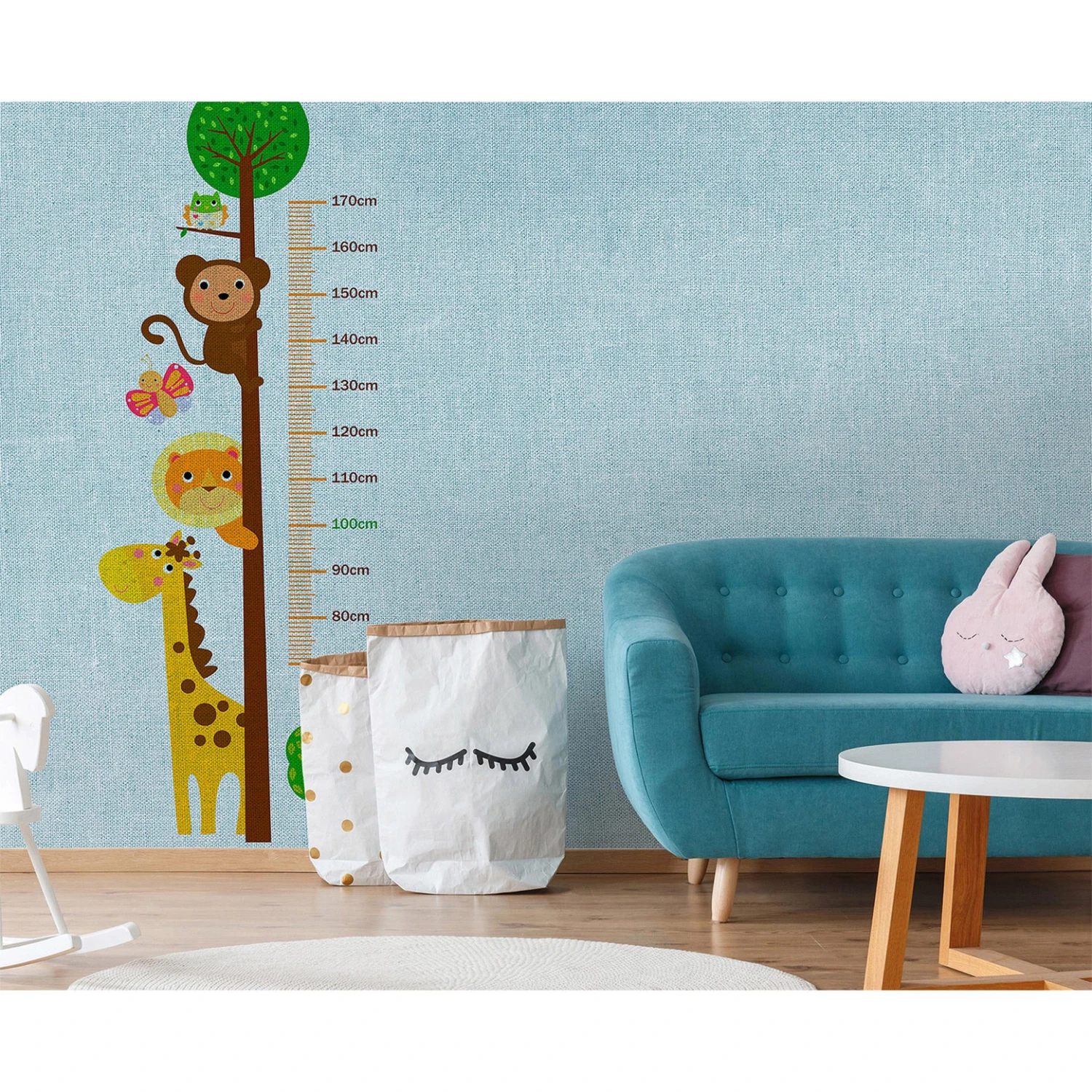 Non-woven Wallpaper Kids Grow Stick Lion Butterfly Photo Wallpaper Designwalls In Blue And Brown