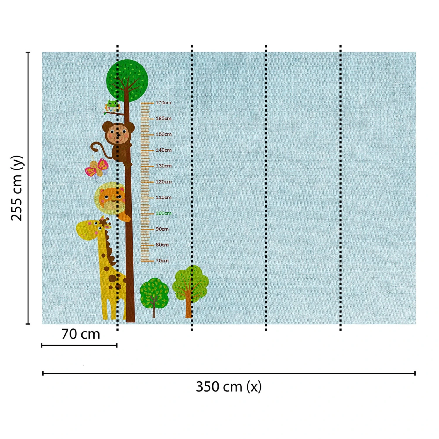 Non-woven Wallpaper Kids Grow Stick Lion Butterfly Photo Wallpaper Designwalls In Blue And Brown - Image 3