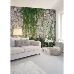 Non-woven Wallpaper Stonewall Modern Nature Photo Wallpaper Designwalls In Green And Grey