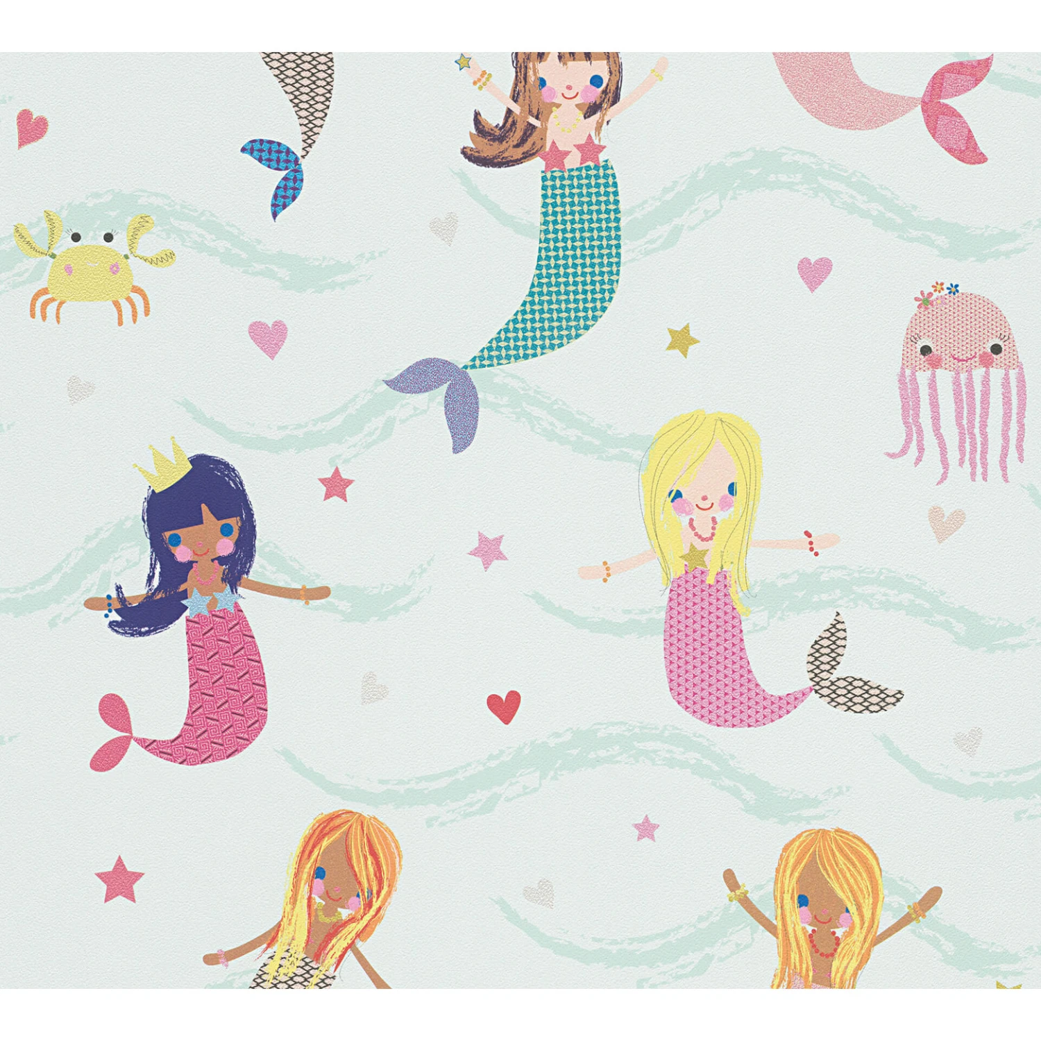 A.S. Création Paper Wallpaper Boys & Girls 5 Blue, Multicolored, Green