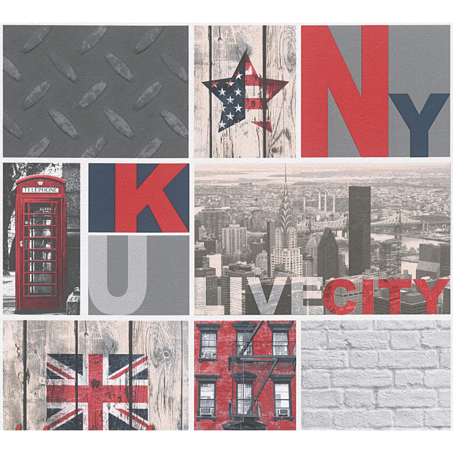 A.S. Création Paper Wallpaper Boys & Girls 5 Beige, Multicolored, Grey