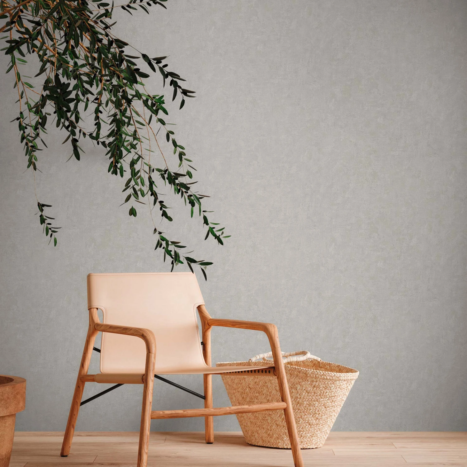 Plain Wallpaper Used Look - Non-woven Wallpaper Plain From A.S. Création Grey PVC-free 386393 - Image 5