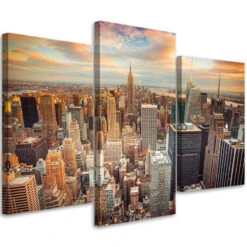 3 Piece Canvas Print, New York City Manhattan USA