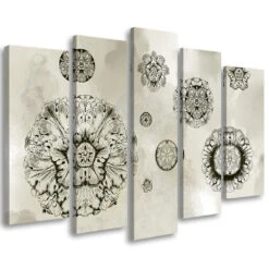5 Piece Canvas Print, Floral Geometric Shapes