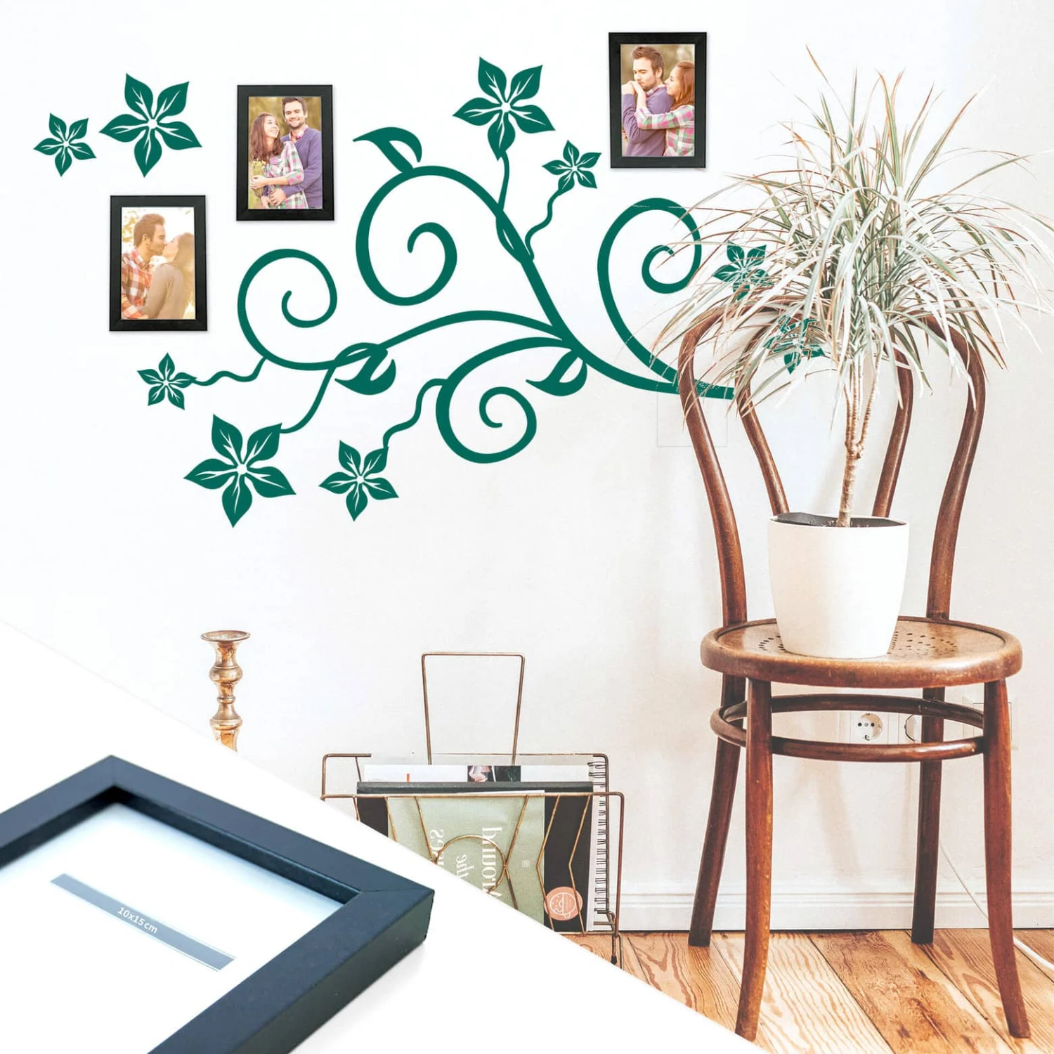 Flowers Incl. 3 Photo Frames Wall Sticker