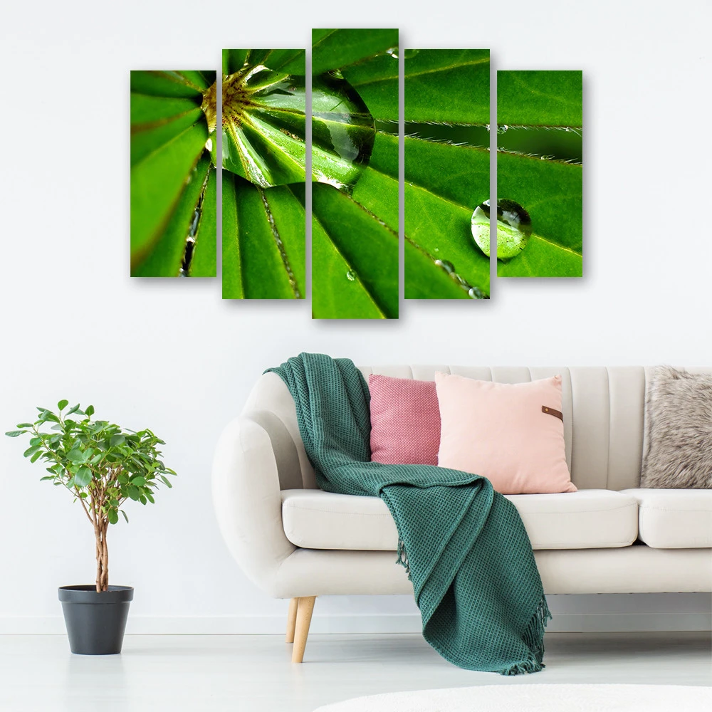 5 Piece Canvas Print, Leafy Rosy Drops - Image 3