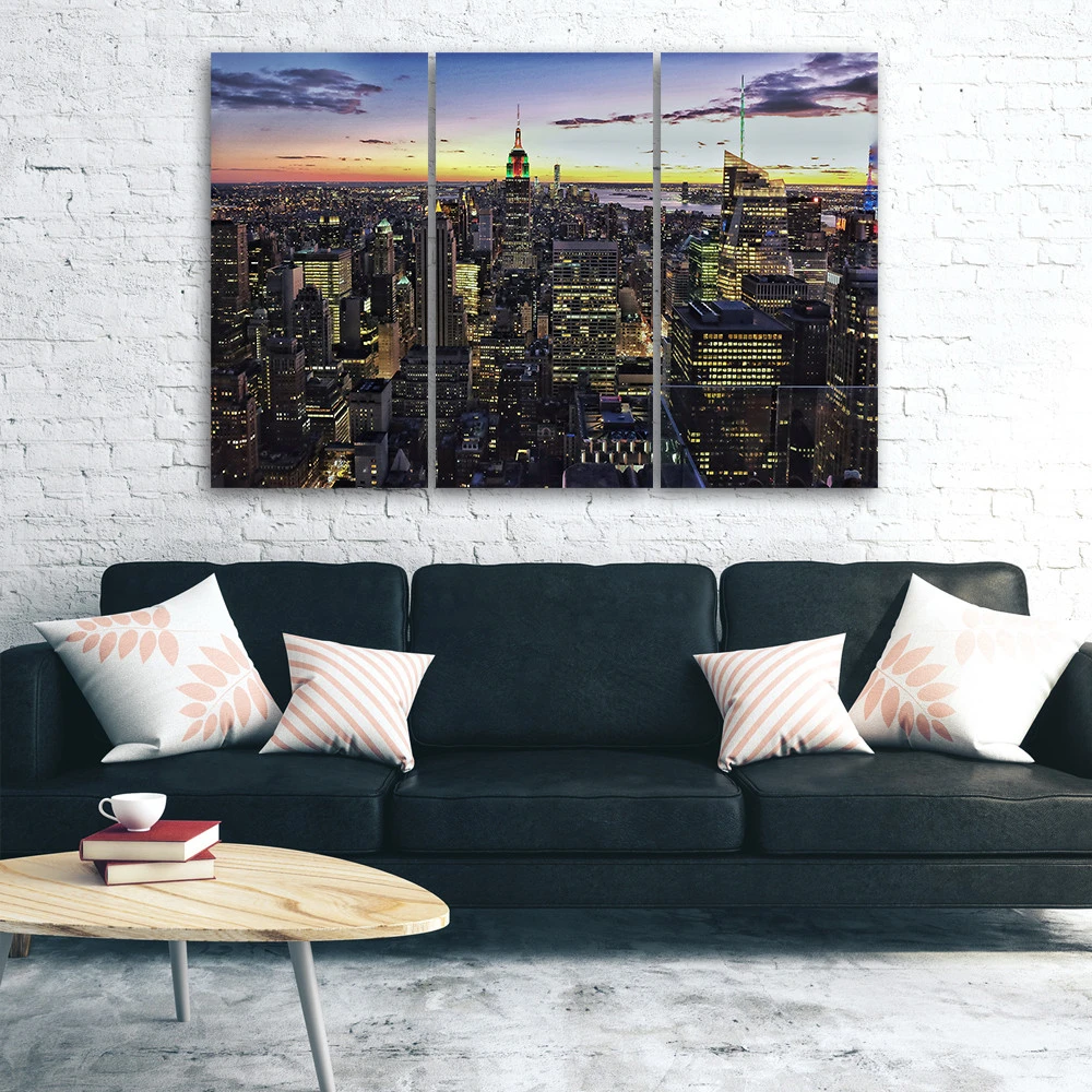 3 Piece Canvas Print, New York City Night - Image 2