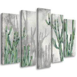 5 Piece Canvas Print, Large Desert Cactus