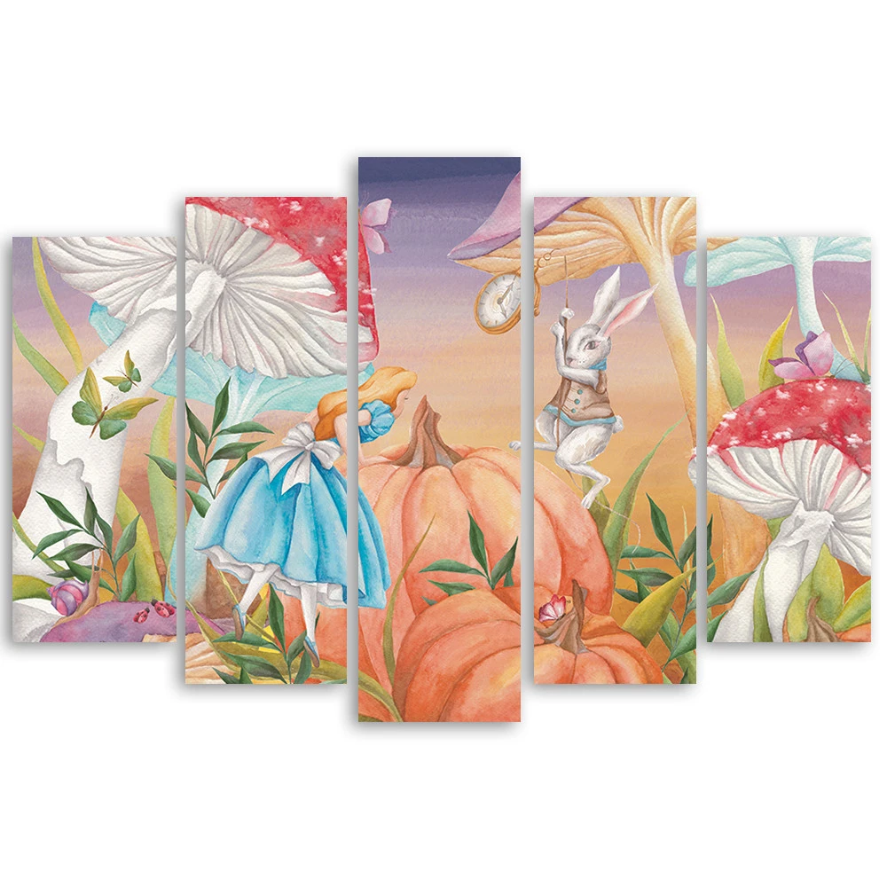 5 Piece Canvas Print, Little Alice In The Land Of Wonders - Image 3