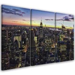 3 Piece Canvas Print, New York City Night