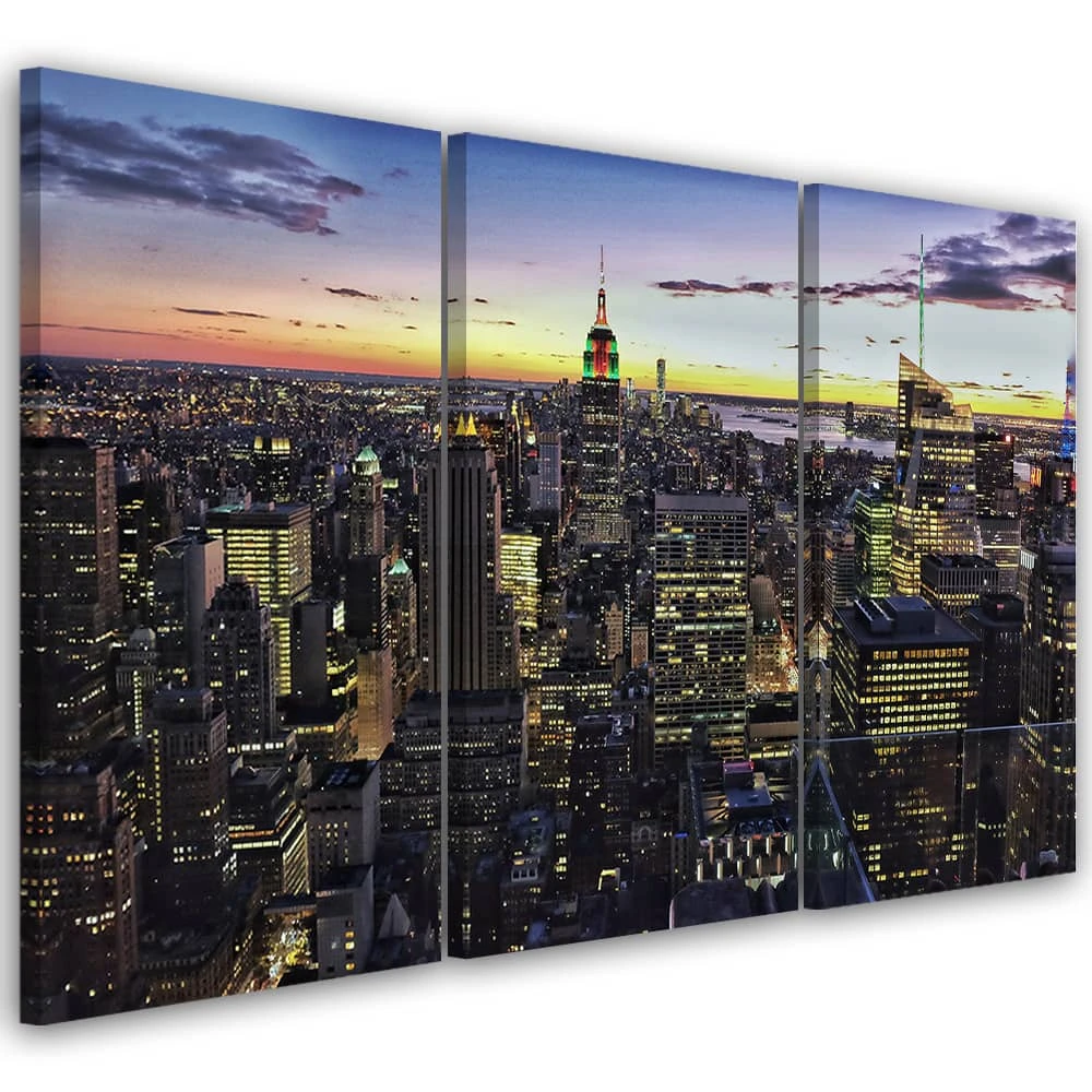 3 Piece Canvas Print, New York City Night
