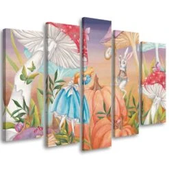 5 Piece Canvas Print, Little Alice In The Land Of Wonders
