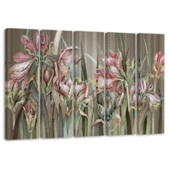 5 Piece Canvas Print, Iris Flowers