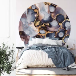Round Wallpaper Fredriksson - Abstract Shapes In Gold And Grey