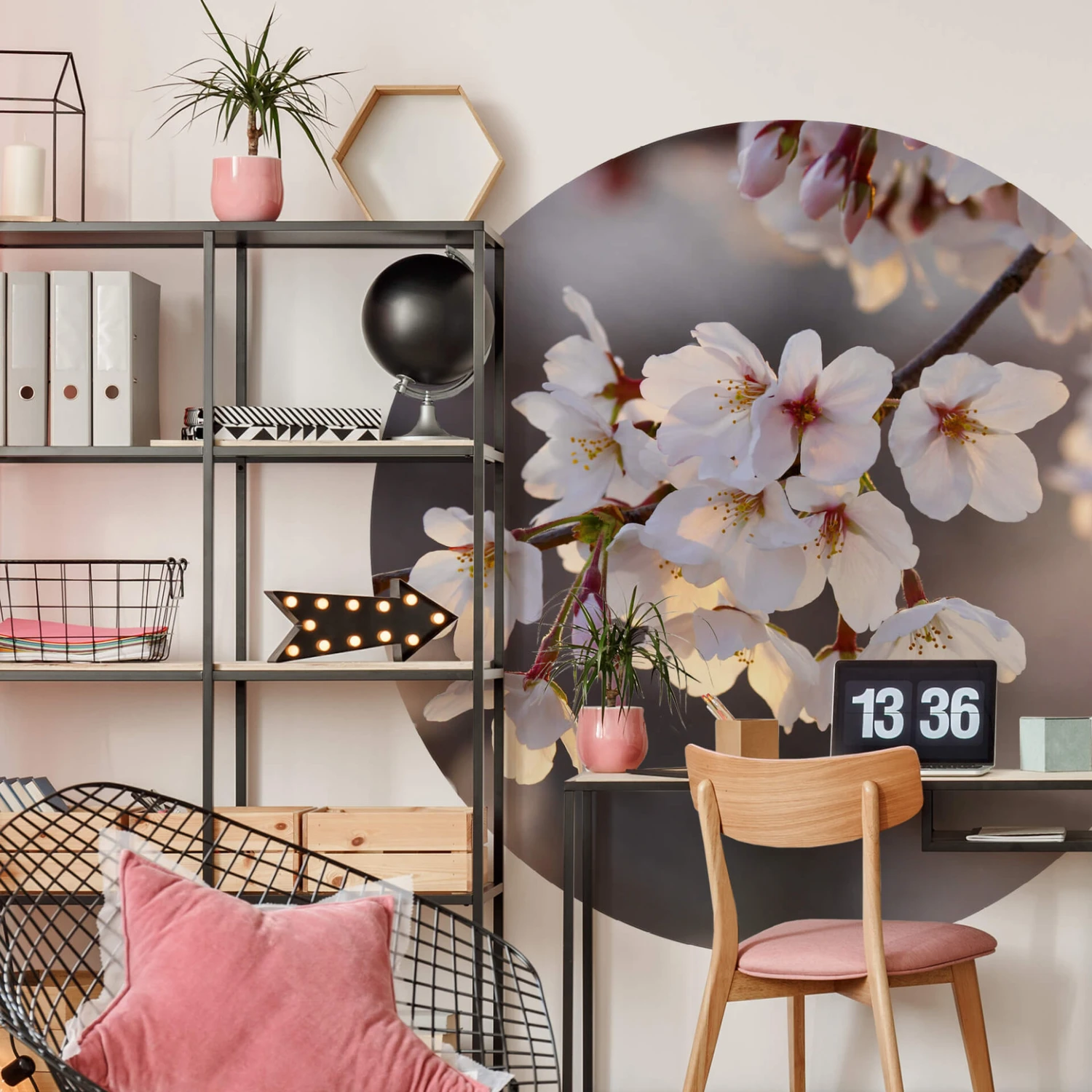 Round Wallpaper Cherry Blossom - Image 2