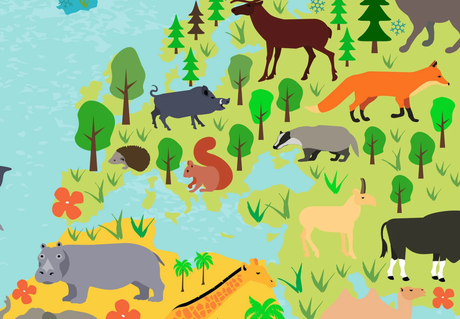 Photo Wallpaper – Kids World Map Animals - Image 3