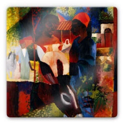 Glass Print Macke - Market In Tunis
