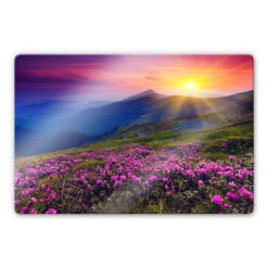 Sunset In The Mountains Glass Art