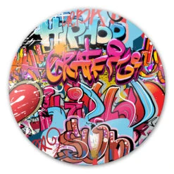 Graffiti Hip Hop Glass Art - Round