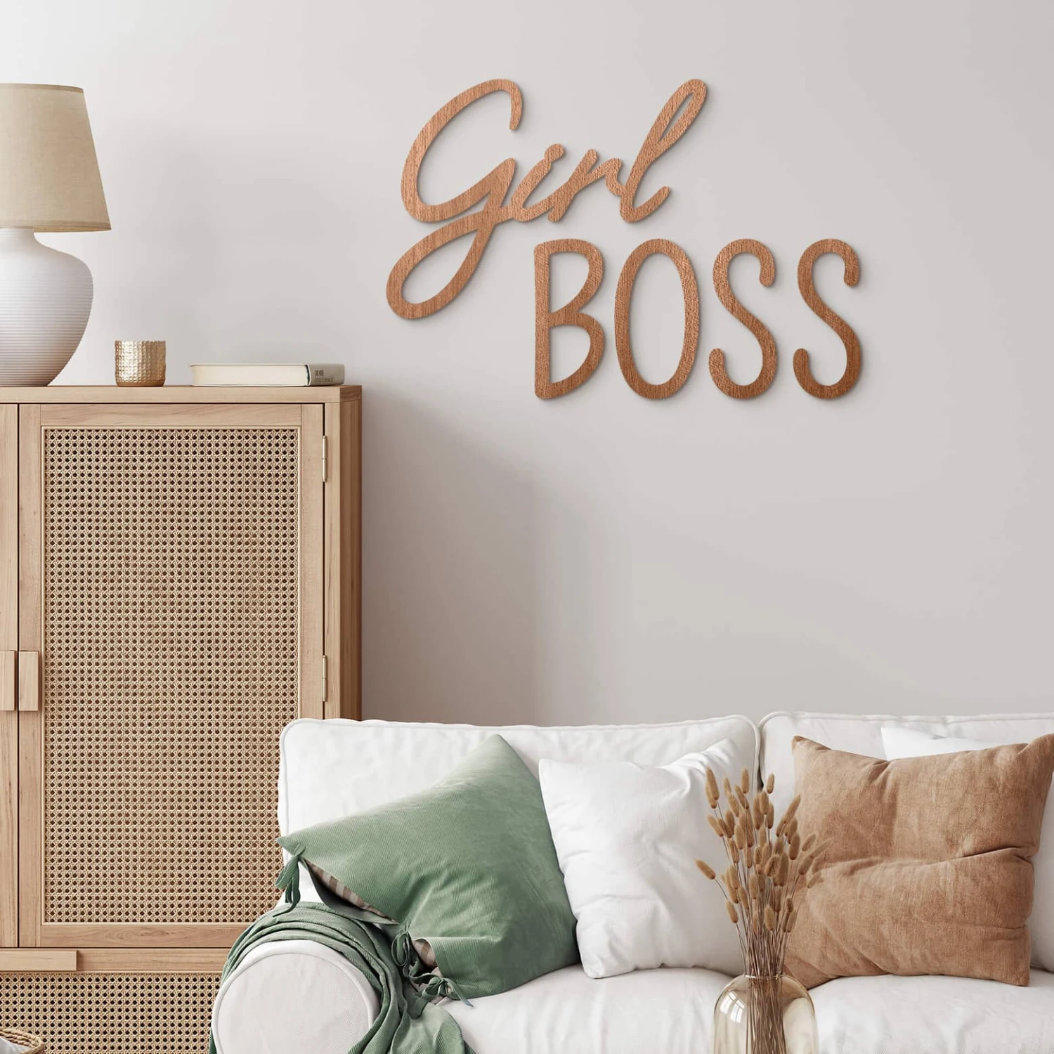 Wooden Wall Decoration Mahogany Veneer Girl Boss