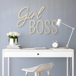 Wall Decoration Poplar Wood Girl Boss