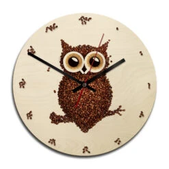 Wooden Clock – Coffee Owl